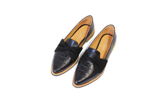 Ballerina Tilcara Simil Croco y Gamuza Negro