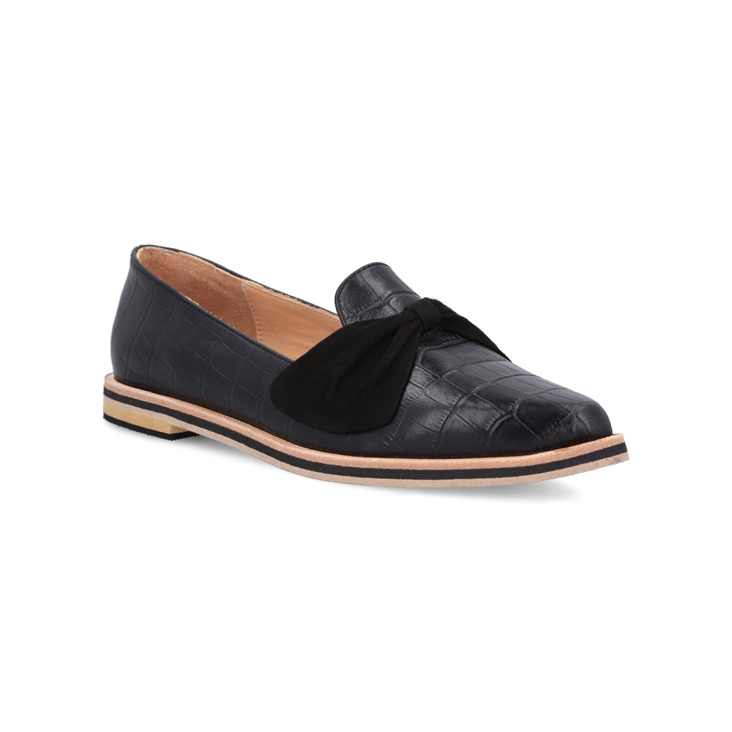 Ballerina Tilcara Simil Croco y Gamuza Negro