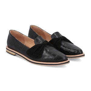 Ballerina Tilcara Simil Croco y Gamuza Negro